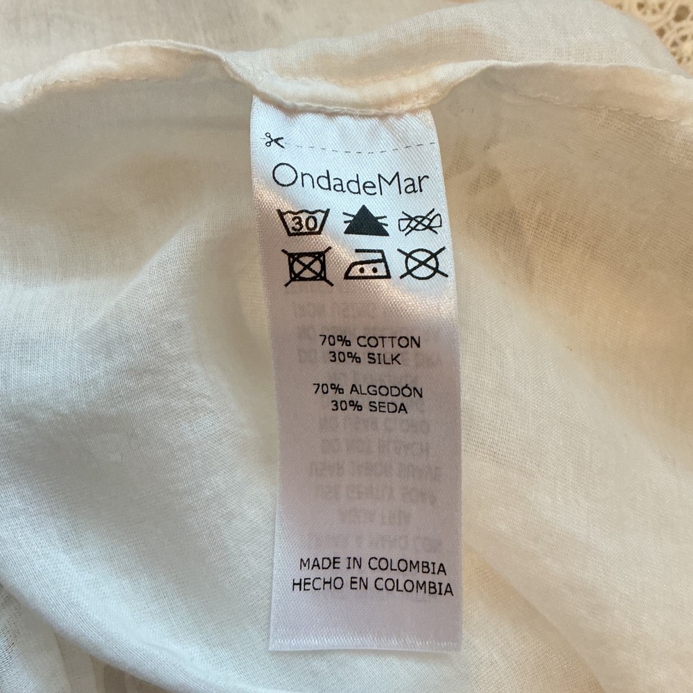 OndadeMar White Embroidered Crochet Lace Kimono Cover Up Tunic M - Picture 6 of 7
